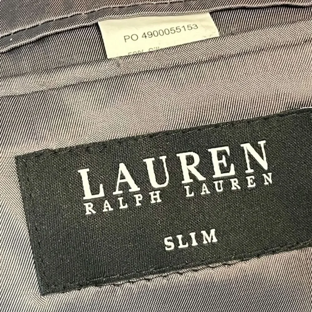 Lauren Ralph Lauren Slim Men's Herringbone Silk Wool 2 Button Blazer Jacket 40 L